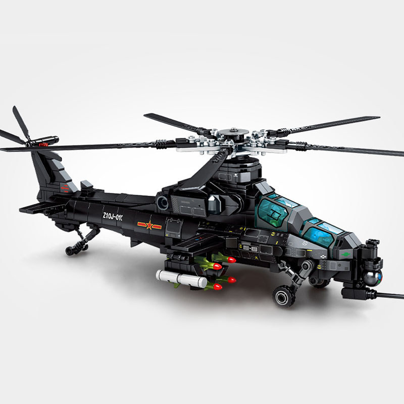 SEMBO 732PCS Military Helicopter Z-10 Model Building Blocks City SWAT Armed Aircraft Gunship Bricks