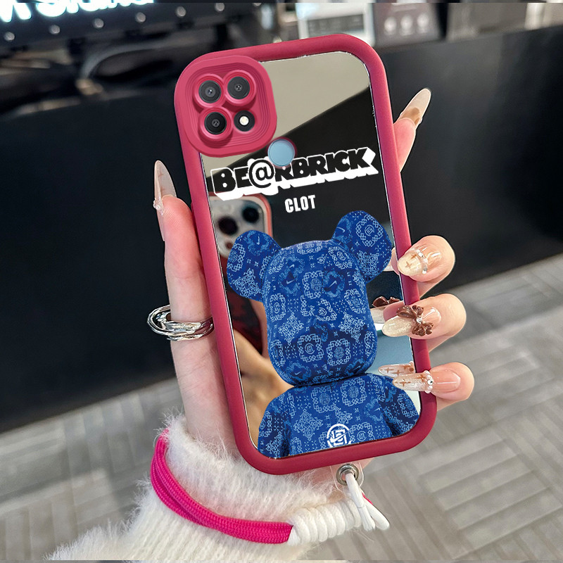 Casing Hp untuk OPPO A15 A15s A35 4G Case Casing beruang pola Silikon Softcase Kasing HP tali gantun