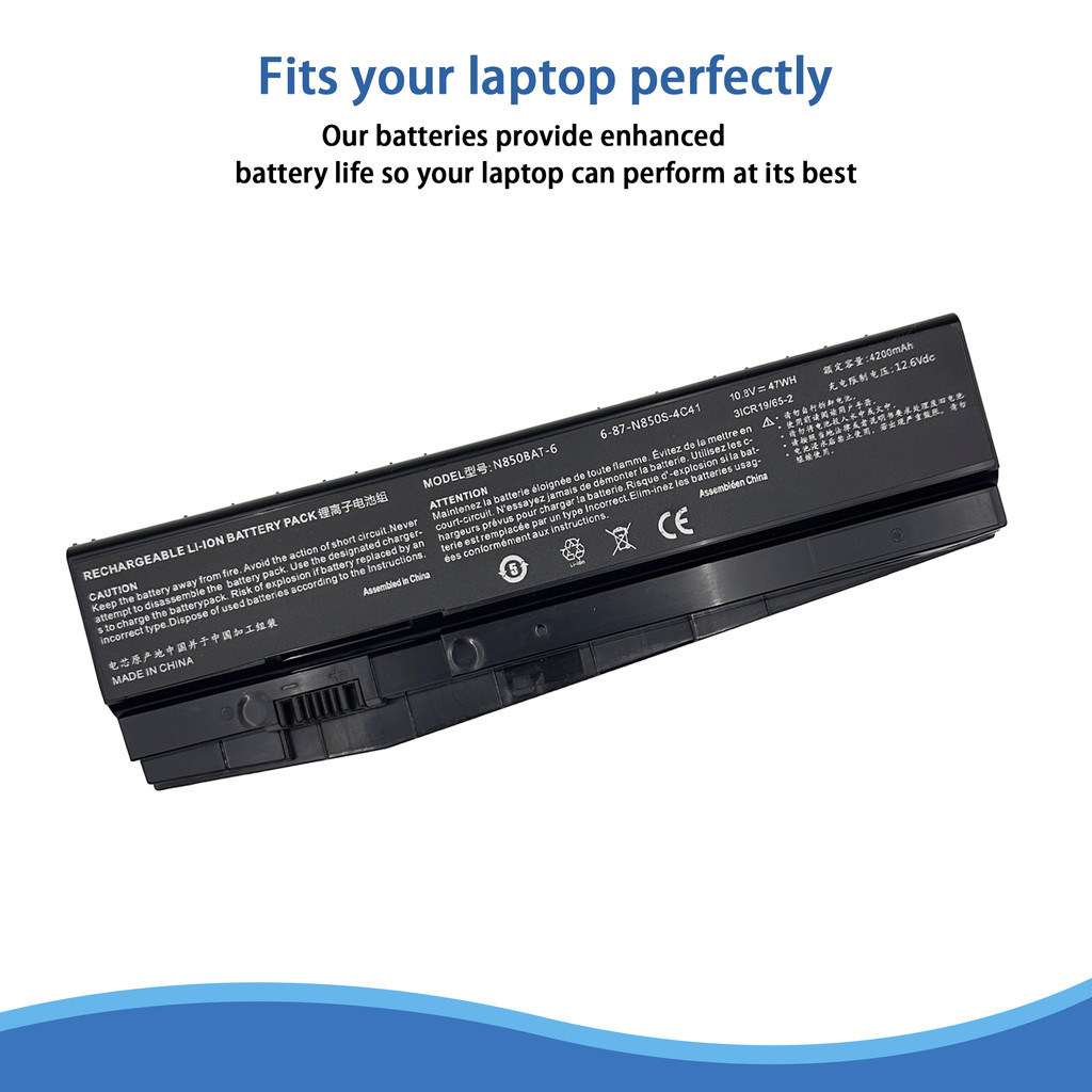 N850BAT-6 62WH Laptop Battery for Clevo Z6-KP5GT Z7M-KP7G1 T58-T1 T6TI N870HJ Series 6-87-N850S-4U41