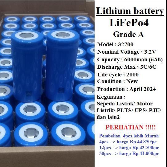 TERLARIS Baterai Lithium iron phoshate LifePo4 3.2V 6000mah Grade A 3C/6C 2000 cycle, Battery BARU