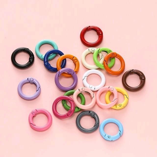10pcs ring gantungan kunci besi bulat warna
