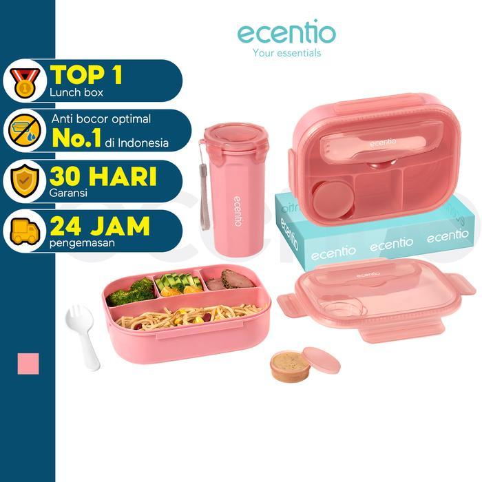ecentio anti-spill lunch box spoon lunch box sauce box 1200ml+500ml BPA FREE
