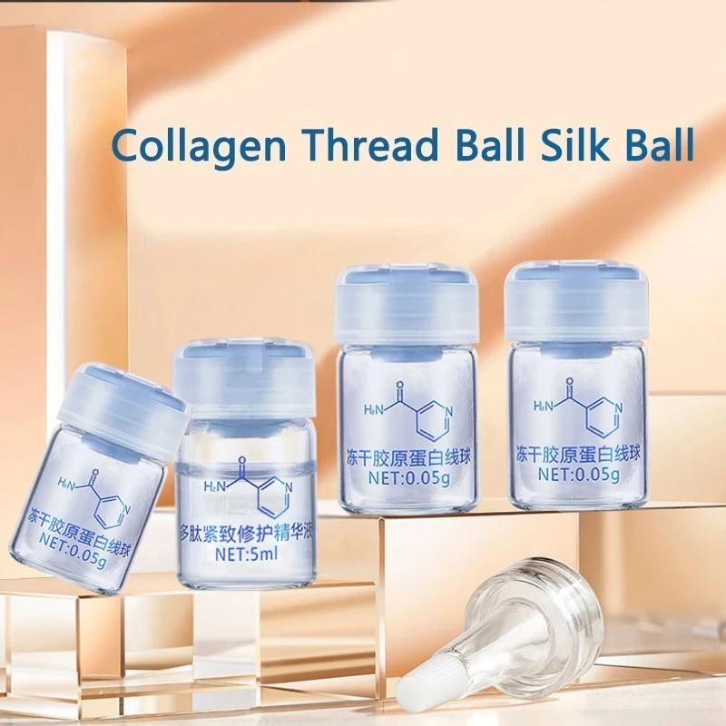 Korea Facial Hydrolyzed Silk Protein Collagen Thread Ball Serum Moisturiz Hydration Lifting Firm
