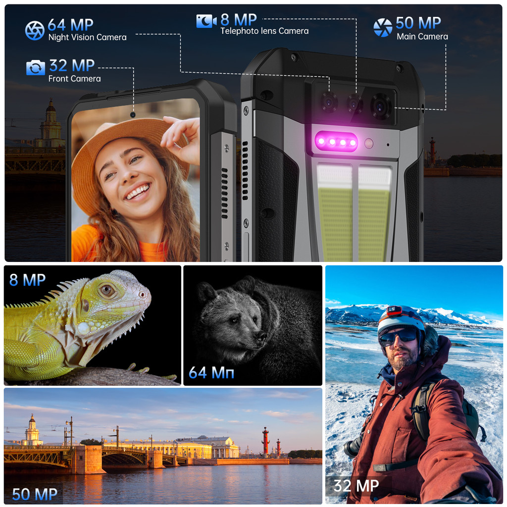 Unihertz by 8849 Tank 4 5G Rugged Projector Smartphone Android Dimensity 7300 12GB 512GB Mobile
