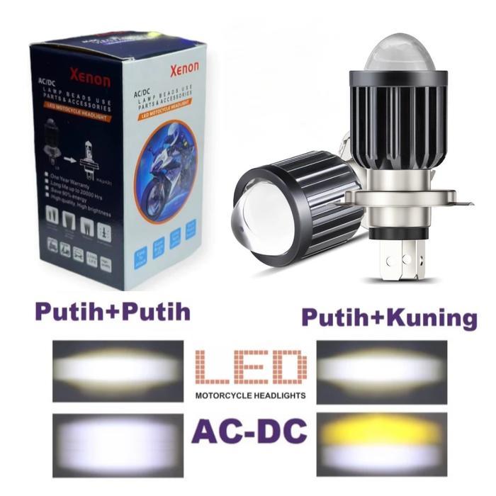 LAMPU DEPAN LED XENON ORIGINAL H4 LASER BOHLAM LAMPU DEPAN LED H4 LASER LAMPU MOTOR H4 UNIVERSAL