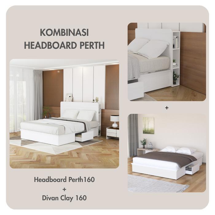 Kirana Perth - Headboard Kayu Rak Sandaran Kasur Tempat Tidur Putih Modern Minimalis Terpercaya