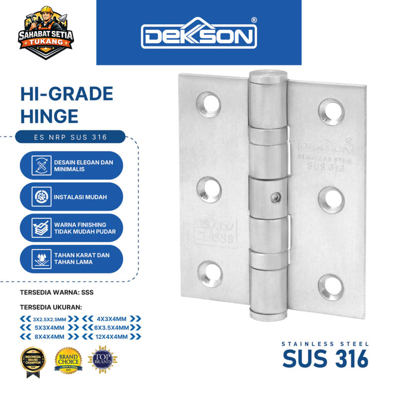 DEKKSON Non Removable Pin Hinge Engsel Kupu NRP ESS 316 SUS 316
