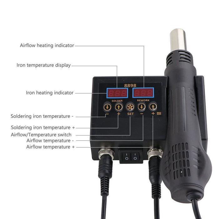 MESIN 8898 SOLDER UAP 2 IN 1 HOT BLOWER DAN SOLDER ADJUSTABLE 600W