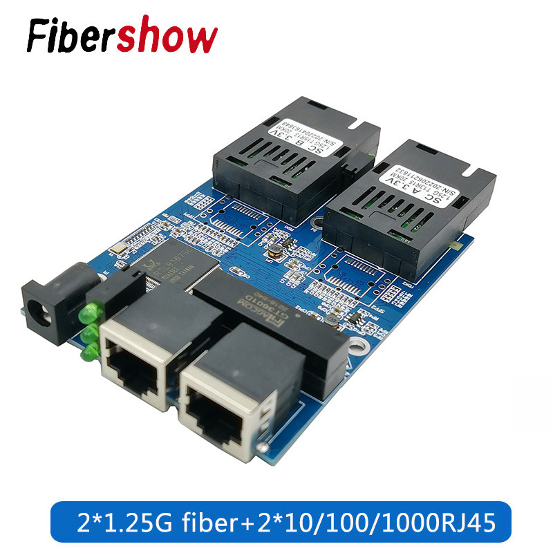 Gigabit Ethernet fiber switch 2 RJ45 UTP 2 SC fiber Gigabit Fiber Optical Media Converter