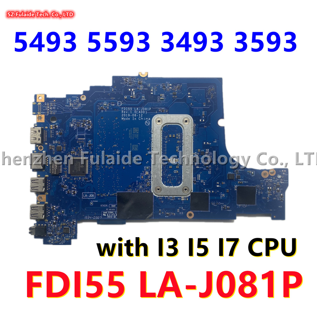 FDI55 LA-J081P For Dell Inspiron 5493 5593 3493 3593 Laptop Motherboard i3-1005G1 i5-1035G1