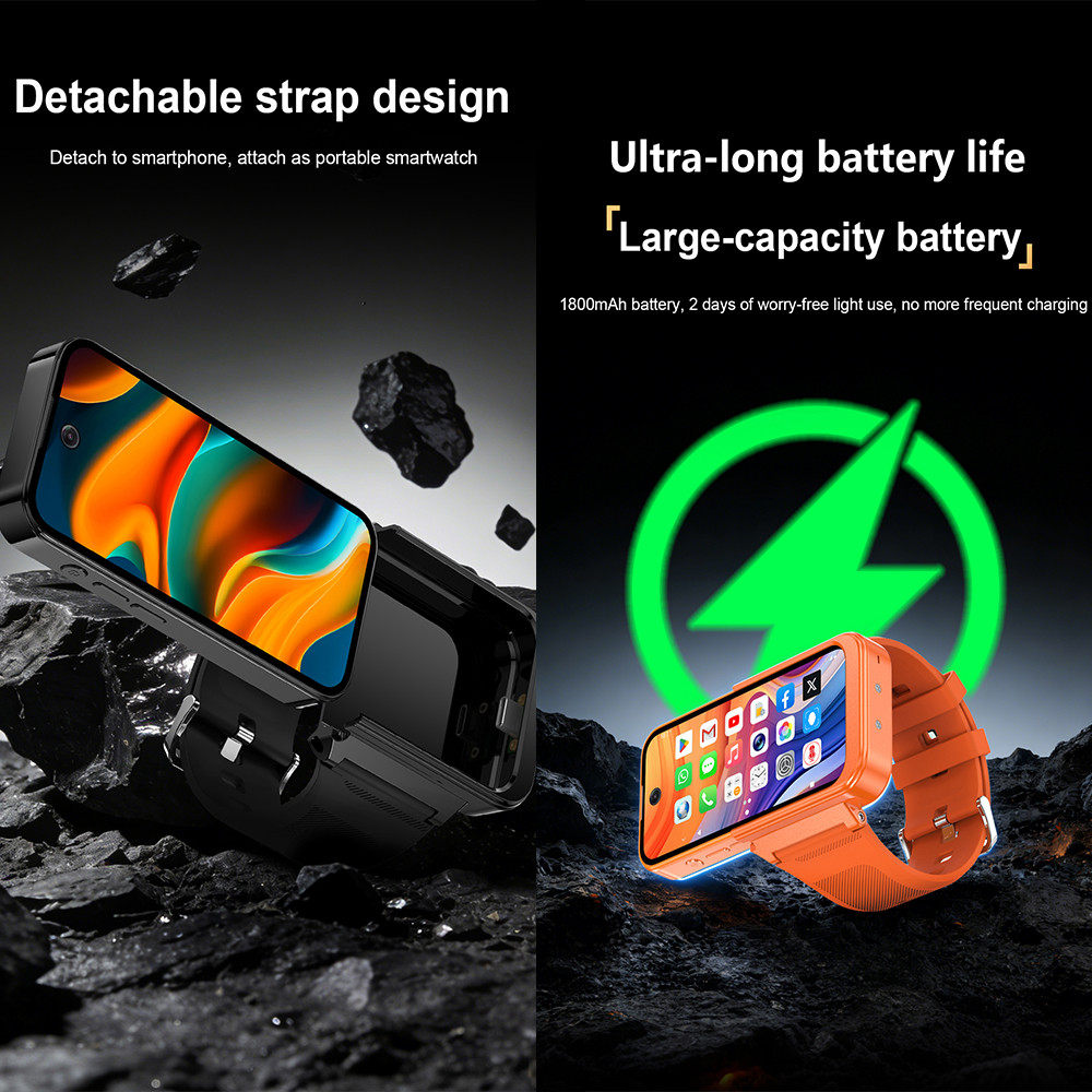 PG999 Max 4G LTE Smart Watch Phone MTK6762 Octa Core 4GB 64GB 3.97" HD Detachable Screen Dual Sim