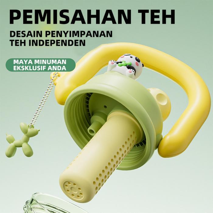 Botol Air Kanak Kanak Double Drinking Water Bottle dengan Pendant Tritan Big Belly Ton Cup Portable