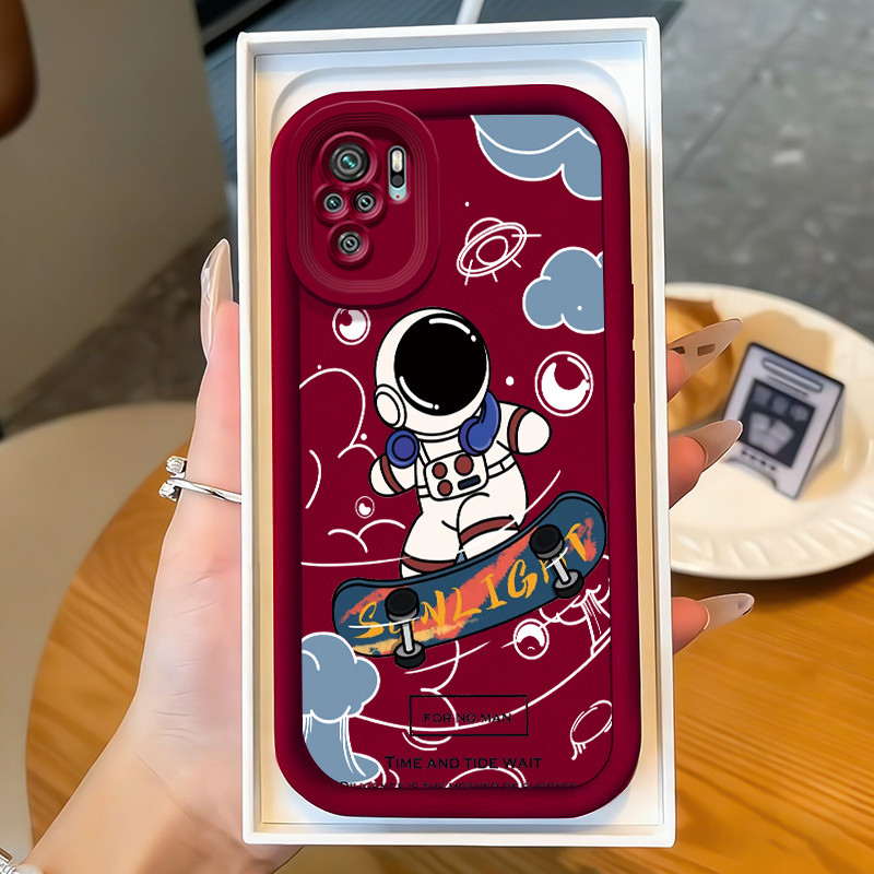 Casing Hp untuk Xiaomi Redmi Note 10 Note 10s Note 10 Pro Max POCO M5s Case Astronot skateboard Kasi