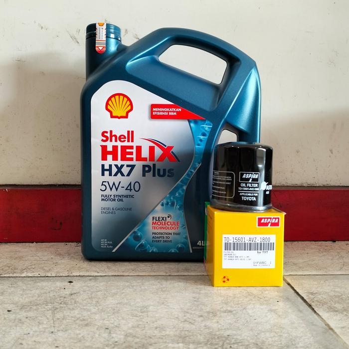Paket Oli New Shell Helix HX-7 5W-40 + Filter Oli Avanza/ Xenia/ Rush