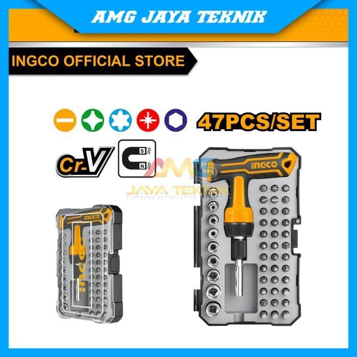 Obeng T Set 47-Pcs T-Handle Wrench Screwdriver Set INGCO - HKSDB0478