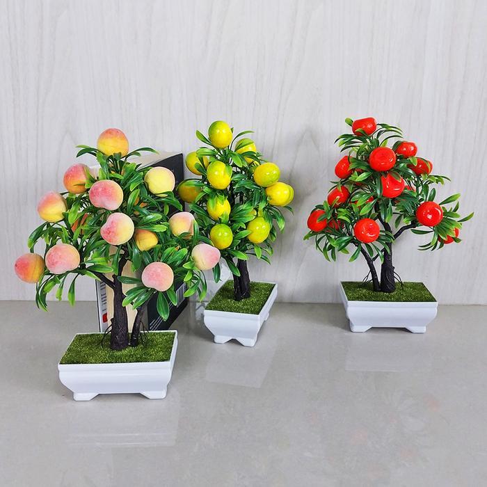 "New" Tanaman Hias Dekorasi Buah Plastik Import Bunga Hias Flower Pohon Buah Mini Dekorasi Rumah
