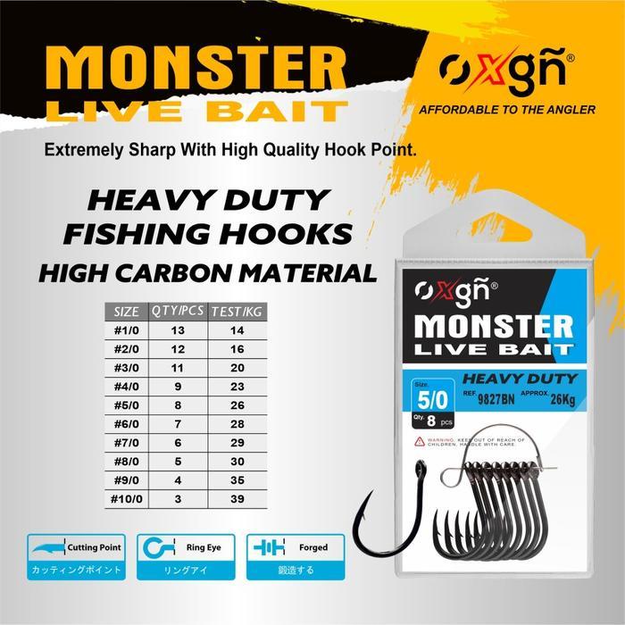 Kail Pancing Laut Oxgn Monster Live Bait 9827Bn Black Nickel Hook #Gratisongkir