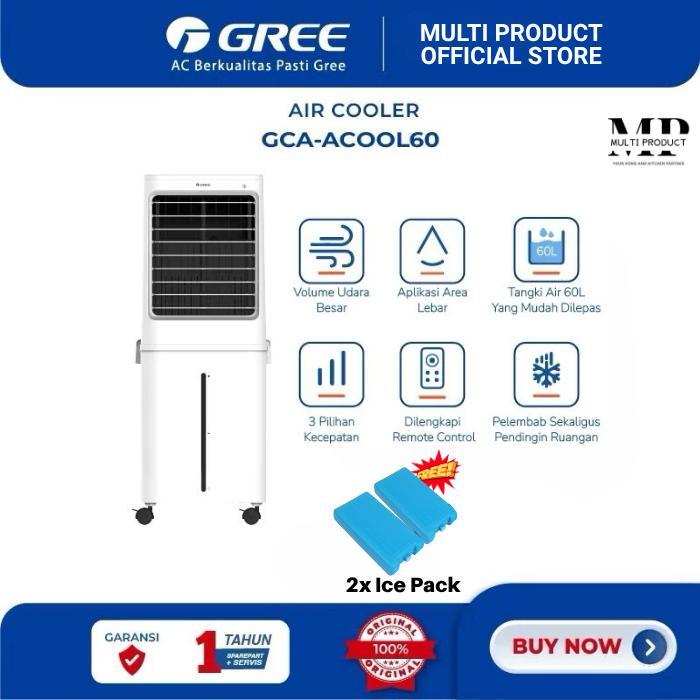 GREE ACOOL60 Air Cooler 60L Humidifier Honeycomb + PraFilter Remote Touchscreen Hemat Listrik