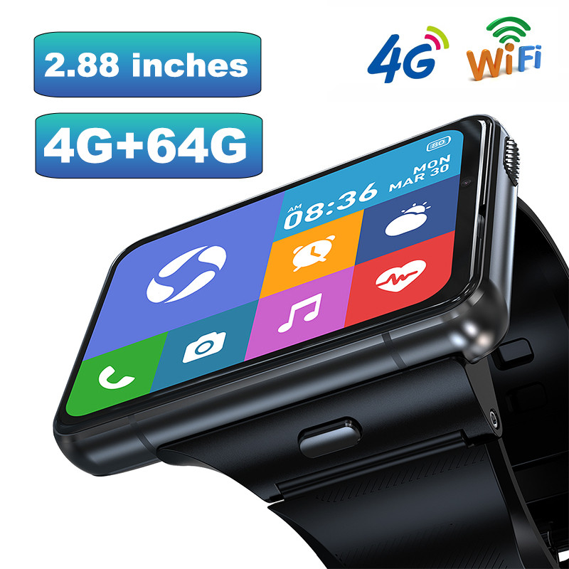 2023 Smart Watch Phone 4G LTE 4+64GB Smartwatch 2.88 inch Screen Men Watch 2300mAh  Dual Camera Face