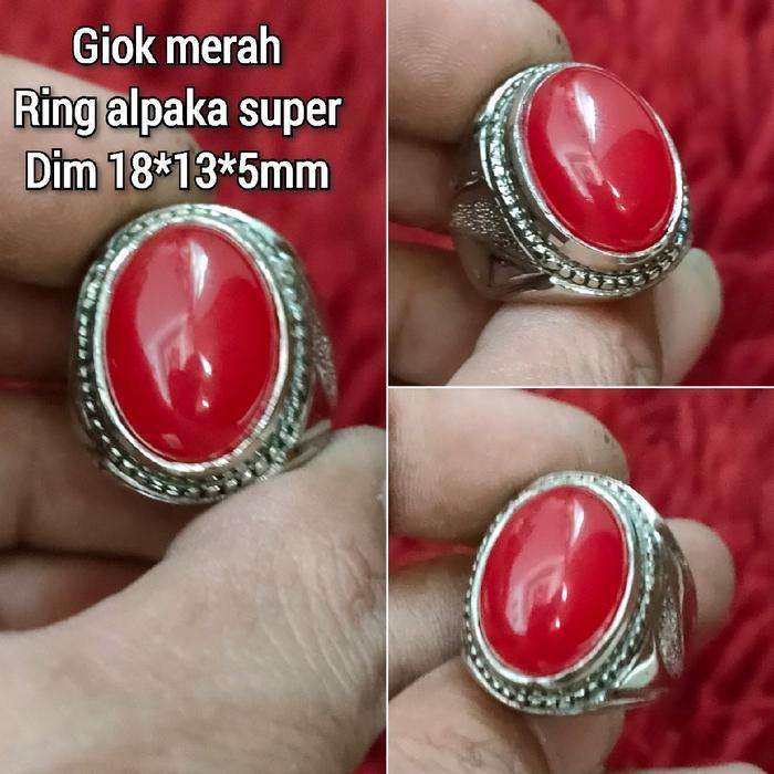 CINCIN PRIA BATU RED BARON SERAT DALAM RINGS ALPAKA