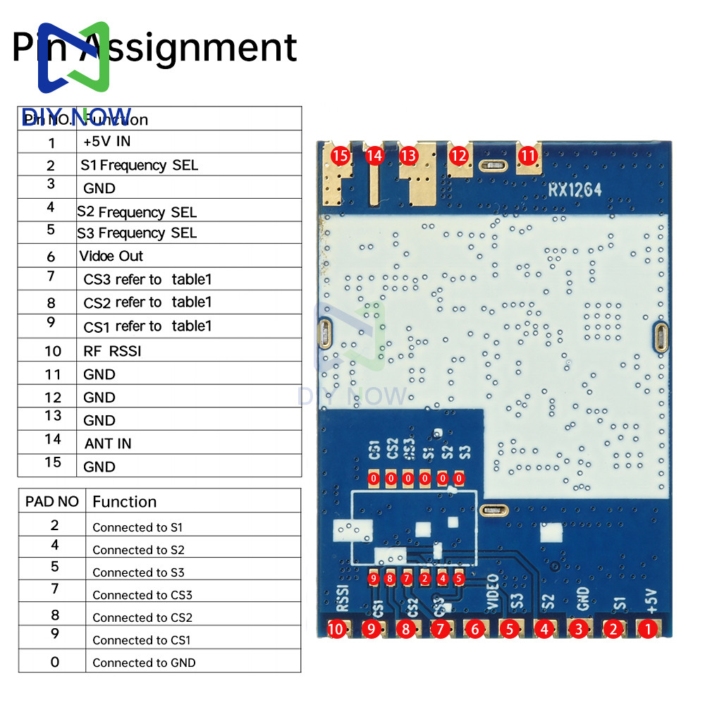 Rx1264 1.2G/1.3G Fm Video Receiver Module Analog Wireless Fpv Image Transmission Module Audio Video