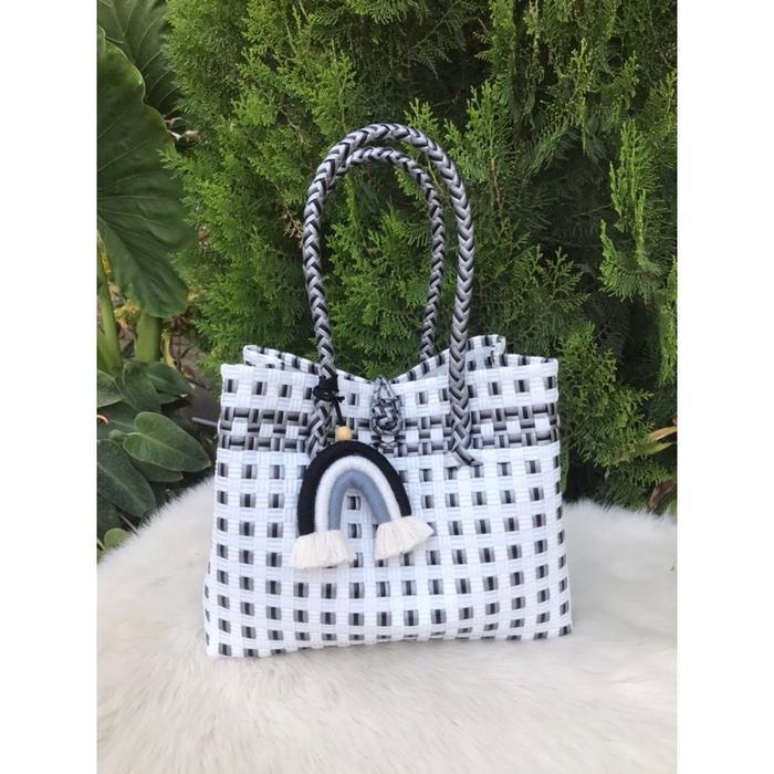 Spesial [FREE PELANGI] Tas Jali Tas Anyaman Plastik Premium Tote Bag Anyaman M Patty Totebag