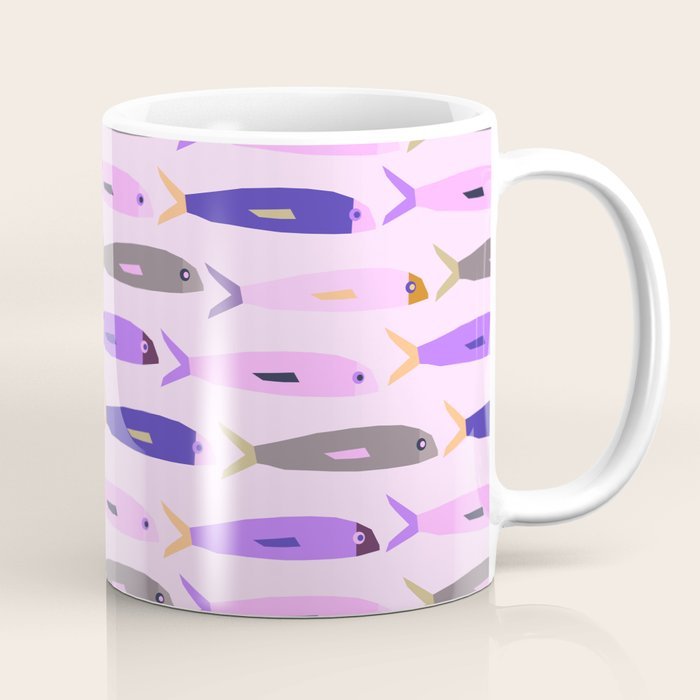 Mug Kopi Sarden Berwarna Merah Muda dan Lavender