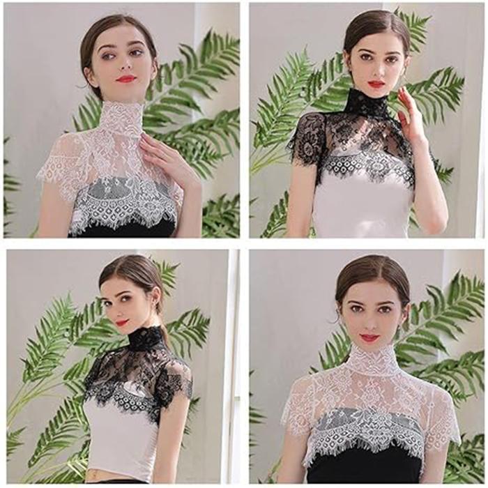 Kerah Palsu Renda Kerah Baju Wanita Korean Style Lace Collar Kerah Penutup Leher High
