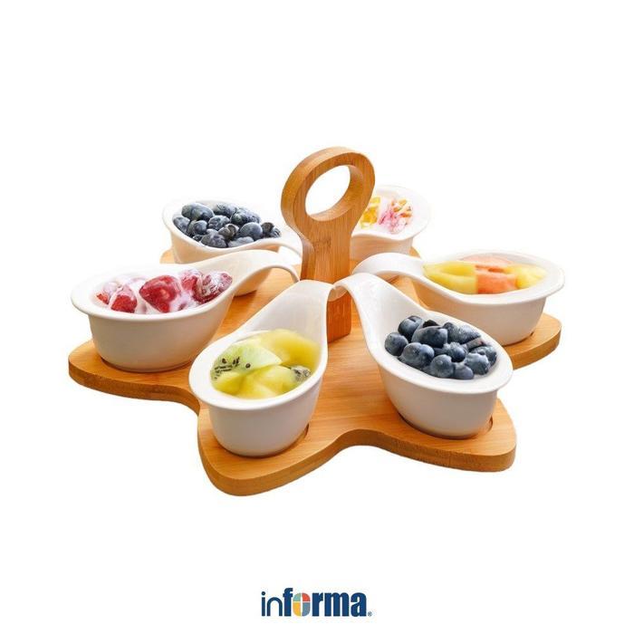 Informa Appetite Set 7 Pcs Neagan Wadah Saji Dengan Nampan Wadah Camilan Tempat Bumbu Nampan Saji
