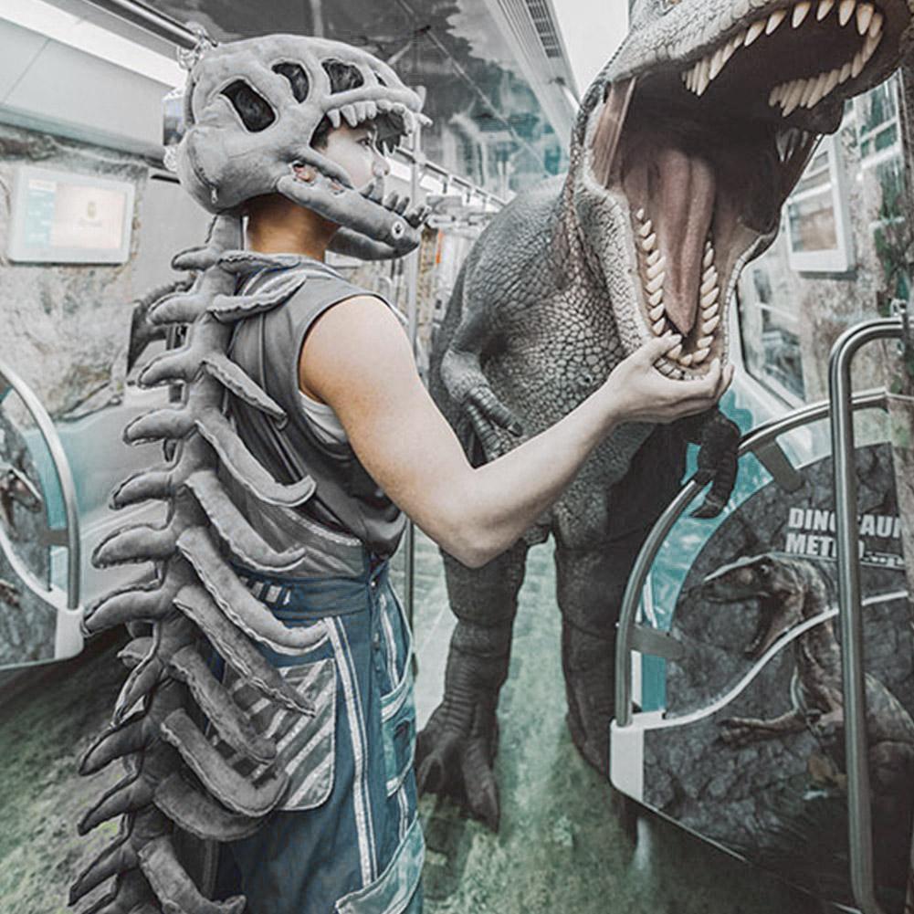 3D Dinosaur Skeleton Costume Set Halloween Realistic Dinosaur Headgear Skeleton Dinosaur Costume