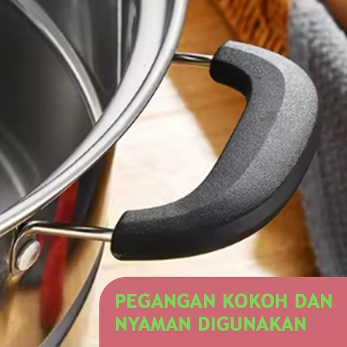 Panci Kukus Dandang Kukus 3 Tingkat Panci Steamer Panci Kukusan Stainless Steel 28 Cm