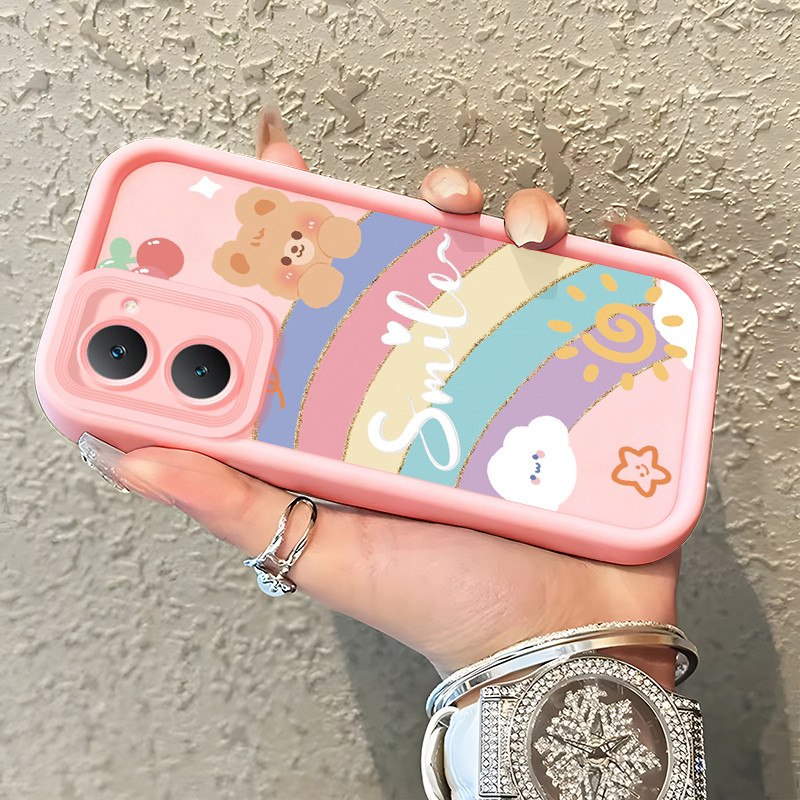 Casing Hp untuk VIVO Y03 Y03T Y18 Y18e Y18i Y18t Y28s 5G Y37 5G Case Cartoon Rainbow Bear  Kasing si
