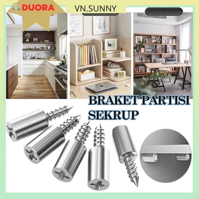 Duora 20Pcs Baut Ambalan Bulat Besi Kayu Funiture/ Paku Sekrup Partisi Kaca Lemari/Sekrup Bracket