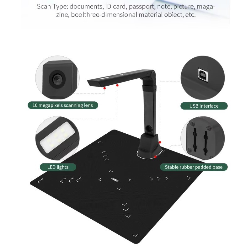 High Speed Automatic Book Scanner Portable Document Scanner A3 Document Camera