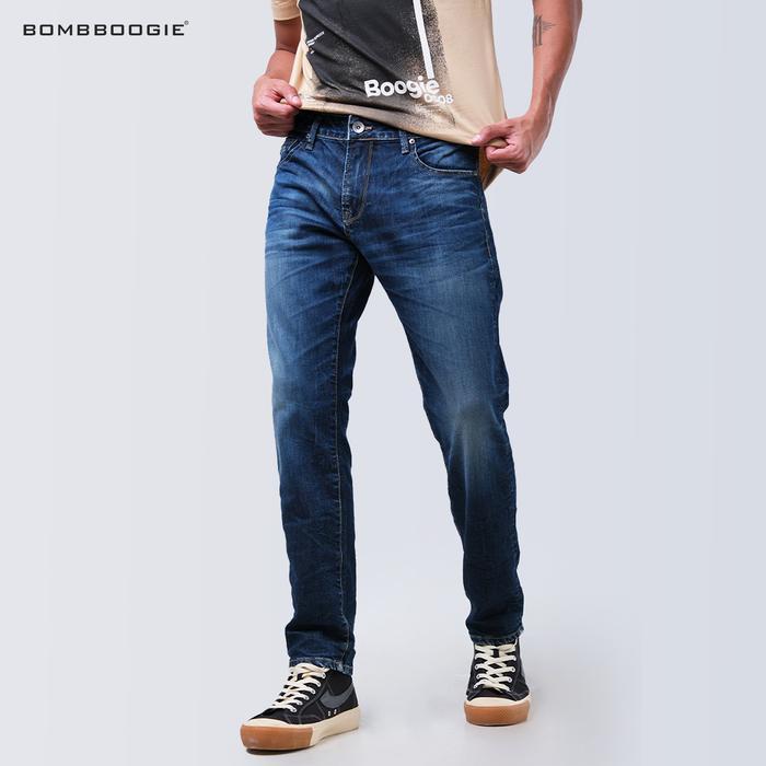 Bombboogie Celana Jeans Denim Pria Slimfit K1 Series Medium Blue 43SK1B3ML