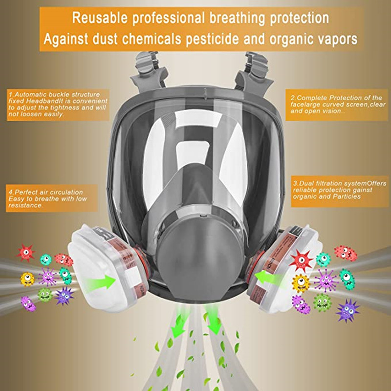 6800 Gas Mask Anti-Fog Full Face Respirator Industrial Painting Spraying Respirator Safety Work
