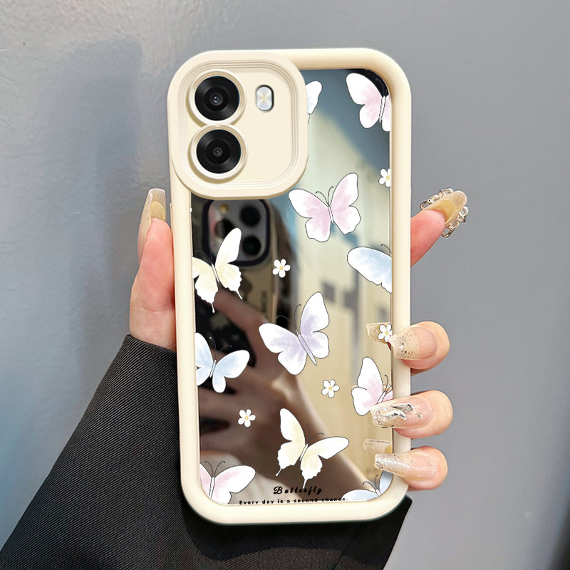 Casing Hp Untuk OPPO A6 5G A6X 4G A6X 5G A6 Pro 4G A6 Pro 5G Case Casing Kupu-kupu Perak Pola Kasus 