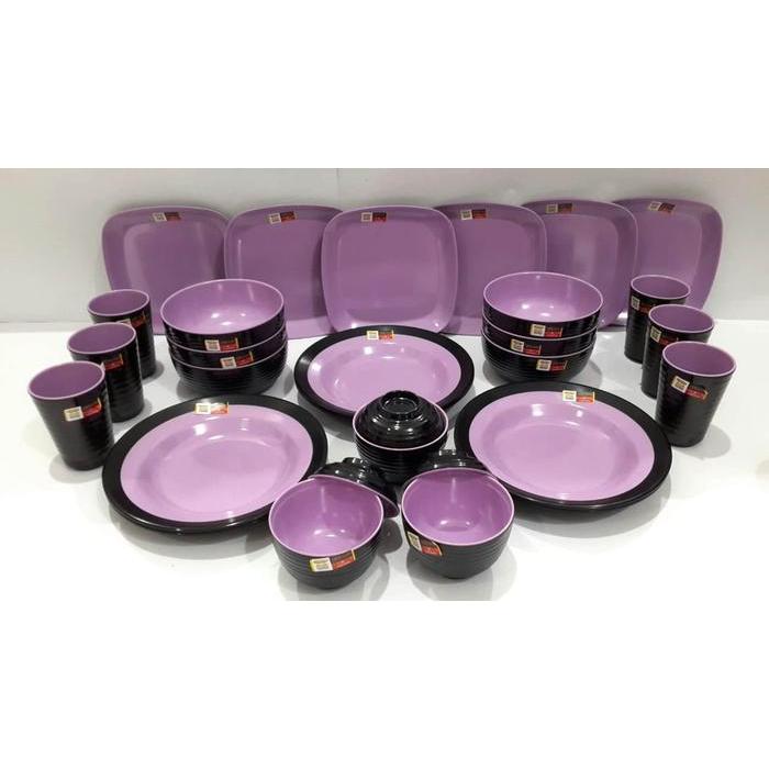 Sale- Paket Rosemary Ungu Tosca Set Peralatan Makan Melamin Goldendragon