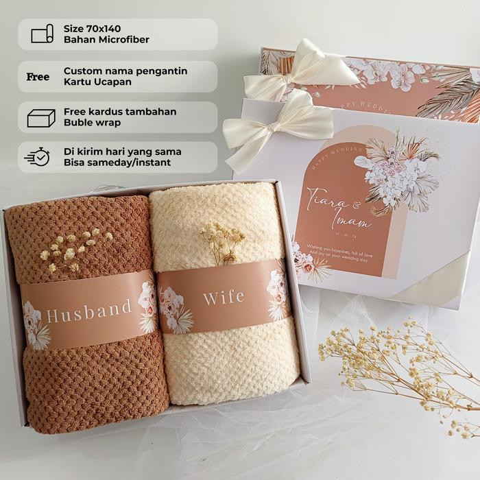 Handuk Couple Wedding Custom Nama Kado Nikahan