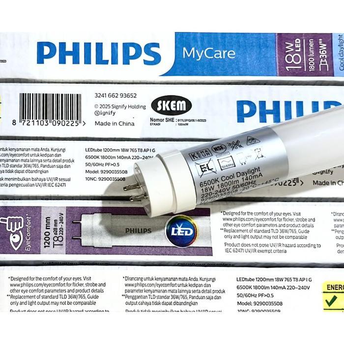 "New" Lampu Philips TL Neon Led Tube T8 Ecofit 18W 18 Watt 1200mm 6500K Putih