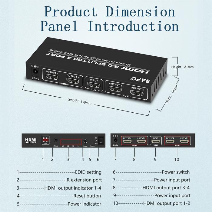HDMI Splitter Bafo 2 port / 4 port / 8 port 4K Original