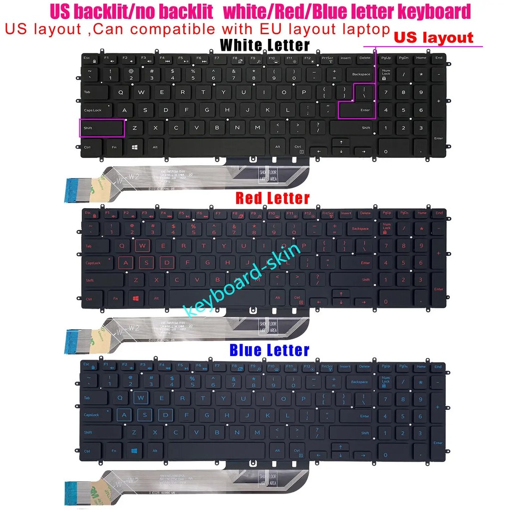 New US Backlit Keyboard For Dell G3 3500 3579 3590 3779,G5 15 (5500)(5587)(5590) G5 5500 5587