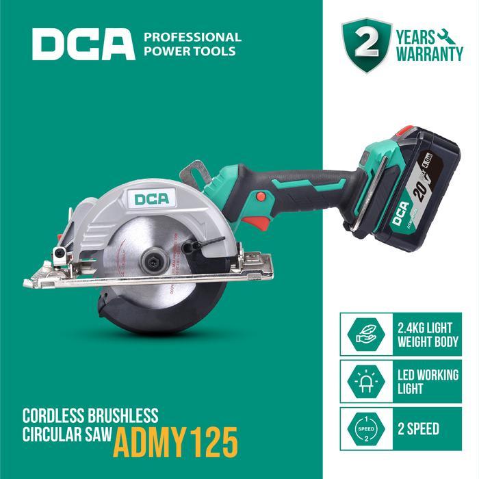 DCA Brushless Circular Saw / Gergaji Sirkel Baterai 20V 125mm ADMY125