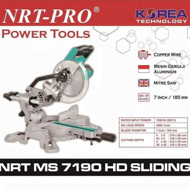 NRT PRO 7190 HD MITRE SAW 7" SLIDING MITERSAW MESIN POTONG ALUMINIUM