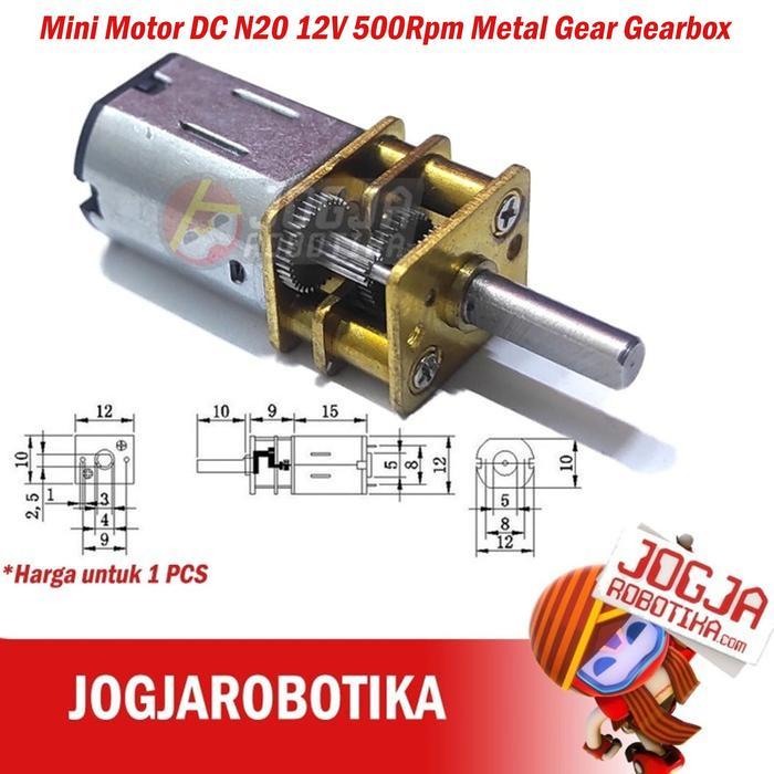 Mini Motor Dc N20 12V 500Rpm Metal Gear Gearbox 500 Rpm Murah
