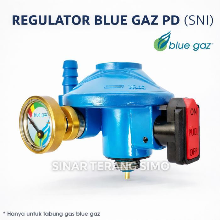BLUE GAZ Regulator Gas PD+Indikator METER ORIGINAL (SNI) I Regulator Gas Blue Gas Drat Ulir Tekanan