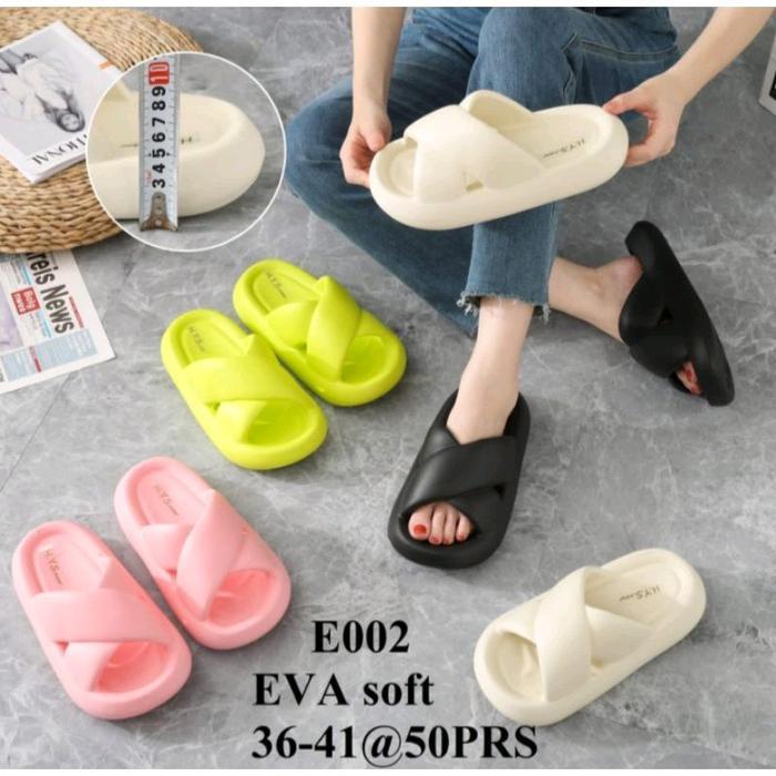 Sandal Spon Eva Tebal 5cm Model Slop.Silang Stabilo karet Import Model Terbaru Hys F 002