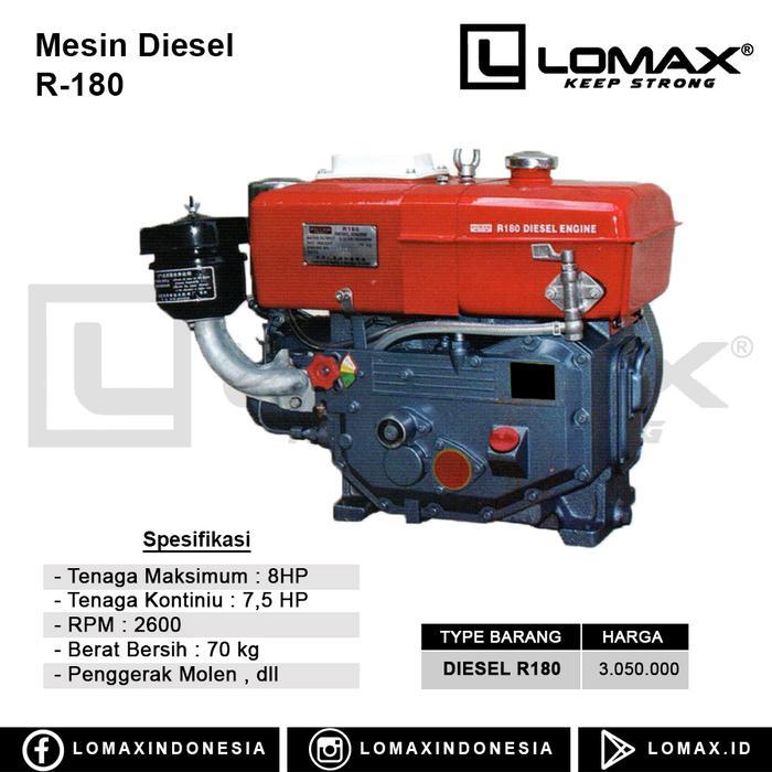 Mesin Diesel Engine R180 Bensin Lomax Penggerak Molen Semen Perahu