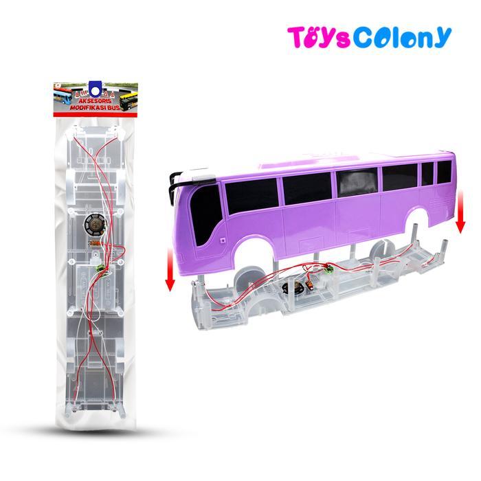 Chasis Bus Transparan Telolet Nada Piala Dunia/LED - Aksesoris Modifikasi Mainan Mobil/Miniatur Bus