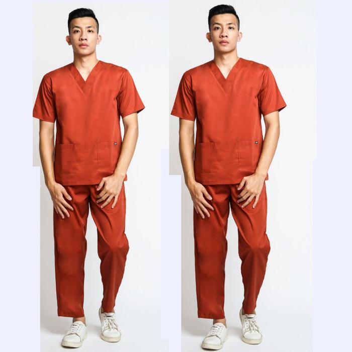 Baju Oka Lengan Pendek Pria Baju Jaga Dokter Perawat Setelan Celana